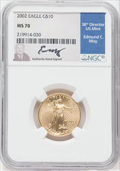 2002 $10 Quarter-Ounce Gold Eagle MS Modern Bullion Coins NGC MS70