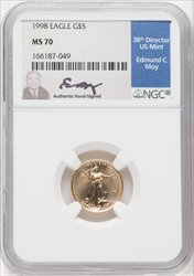 1998 $5 Tenth-Ounce Gold Eagle MS Modern Bullion Coins NGC MS70