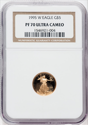 1995-W $5 Tenth-Ounce Gold Eagle DC Modern Bullion Coins NGC MS70