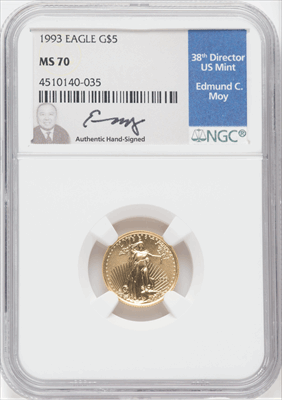 1993 $5 Tenth-Ounce Gold Eagle MS Modern Bullion Coins NGC MS70