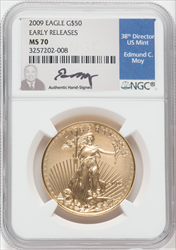 2009 $50 One-Ounce Gold Eagle First Strike MS Modern Bullion Coins NGC MS70