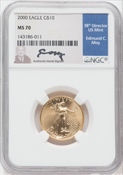 2000 $10 Quarter-Ounce Gold Eagle MS Modern Bullion Coins NGC MS70