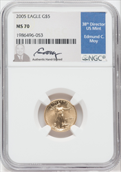 2005 $5 Tenth-Ounce Gold Eagle MS Modern Bullion Coins NGC MS70