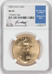 2004 $50 One-Ounce Gold Eagle MS Modern Bullion Coins NGC MS70