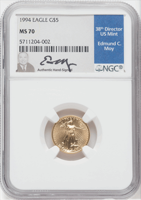 1994 $5 Tenth-Ounce Gold Eagle MS Modern Bullion Coins NGC MS70