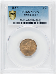 1857 1C Flying Eagle MS PCGS Secure Flying Eagle Cents PCGS MS65