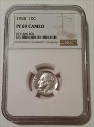1958 Roosevelt Dime Proof PF69 Cameo NGC