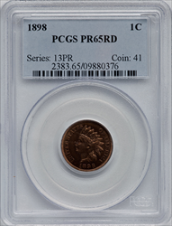1898 1C RD Proof Indian Cents PCGS PR65