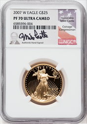 2007-W $25 Half-Ounce Gold Eagle PR DC Modern Bullion Coins NGC MS70