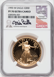 1993-W $50 One-Ounce Gold Eagle DC Modern Bullion Coins NGC MS70