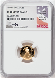 1988-P $5 Tenth-Ounce Gold Eagle DC Modern Bullion Coins NGC MS70