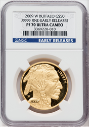 2009-W<G$50> One-Ounce Gold Buffalo First Strike PR DC Modern Bullion Coins NGC MS70