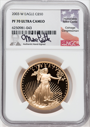 2003-W $50 One-Ounce Gold Eagle PR DC Modern Bullion Coins NGC MS70