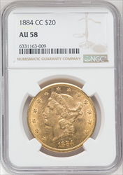 1884-CC $20 Liberty Double Eagles NGC AU58