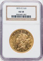 1873-CC $20 Liberty Double Eagles NGC AU58