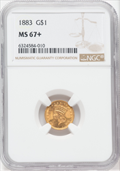 1883 G$1 NGC Plus Gold Dollars NGC MS67+