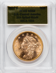 1857-S $20 Spike Shld Liberty Double Eagles PCGS MS64