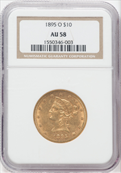 1895-O $10 Liberty Eagles NGC AU58
