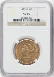 1895-O $10 Liberty Eagles NGC AU55