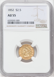 1852 $2.50 Liberty Quarter Eagles NGC AU55