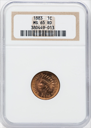 1883 1C RD Indian Cents NGC MS65