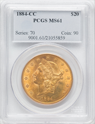 1884-CC $20 Liberty Double Eagles PCGS MS61