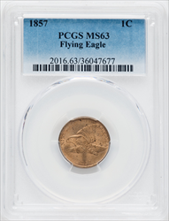 1857 1C Flying Eagle MS Flying Eagle Cents PCGS MS63