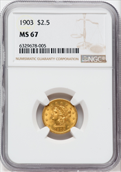 1903 $2.50 Liberty Quarter Eagles NGC MS67