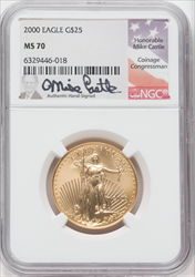 2000 $25 Half-Ounce Gold Eagle MS Modern Bullion Coins NGC MS70