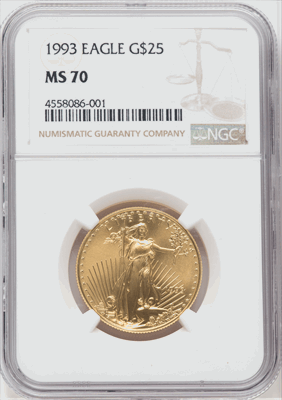 1993 $25 Half-Ounce Gold Eagle MS Modern Bullion Coins NGC MS70