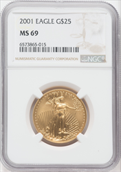 2001 $25 Half-Ounce Gold Eagle MS Modern Bullion Coins NGC MS69