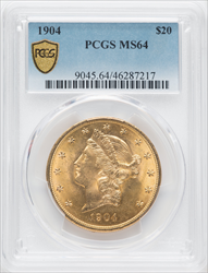 1904 $20 Liberty PCGS Secure Liberty Double Eagles PCGS MS64
