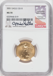 2001 $10 Quarter-Ounce Gold Eagle MS Modern Bullion Coins NGC MS70