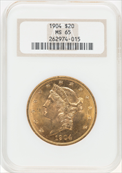 1904 $20 Liberty Liberty Double Eagles NGC MS65