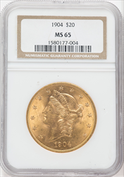 1904 $20 Liberty Liberty Double Eagles NGC MS65