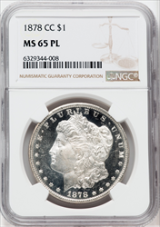 1878-CC S$1 PL Morgan Dollars NGC MS65