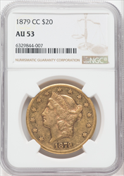 1879-CC $20 Liberty Double Eagles NGC AU53