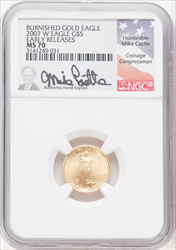 2007-W $5 Tenth-Ounce Gold Eagle MS Modern Bullion Coins NGC MS70