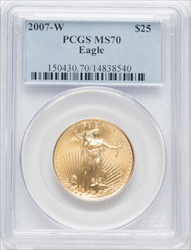 2007-W $25 Half-Ounce Gold Eagle Burnished SP Modern Bullion Coins PCGS MS70