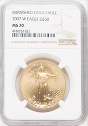 2007-W $50 One-Ounce Gold Eagle SP Modern Bullion Coins NGC MS70