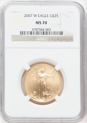 2007-W $25 Half-Ounce Gold Eagle Burnished SP Modern Bullion Coins NGC MS70