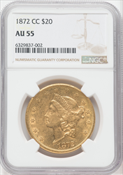 1872-CC $20 Liberty Double Eagles NGC AU55