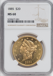 1885 $20 Liberty Double Eagles NGC MS60