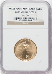 2006-W $25 Half-Ounce Gold Eagle Burnished SP Modern Bullion Coins NGC MS70