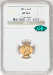 1855 G$1 Type Two MS CAC NGC Plus Gold Dollars NGC MS66+