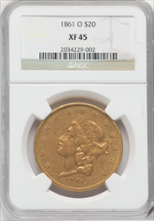 1861-O $20 Liberty Double Eagles NGC XF45