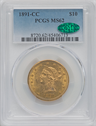 1891-CC $10 CAC Liberty Eagles PCGS MS62