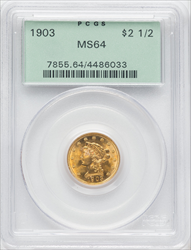 1903 $2.50 Liberty Quarter Eagles PCGS MS64
