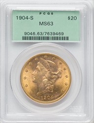 1904-S $20 Liberty Double Eagles PCGS MS63