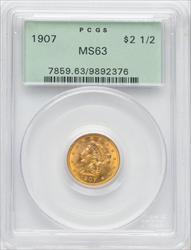 1907 $2.50 Liberty Quarter Eagles PCGS MS63